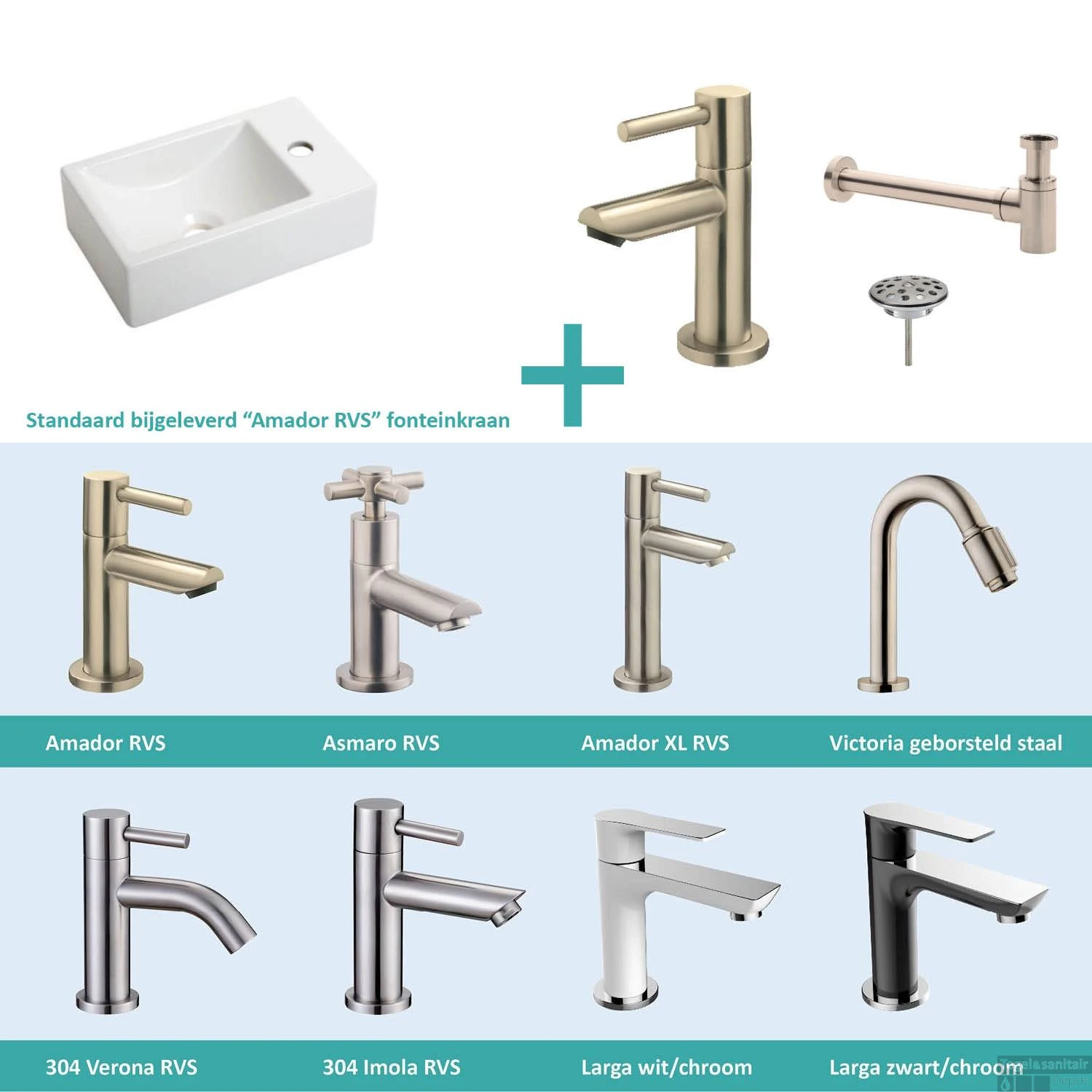 FonteinPack Houston Mat Wit Keramiek Rechts 37x23 Cm RVS (Keuze Uit 8 Kranen) 3 FonteinPack Houston Mat Wit Keramiek Rechts 37x23 Cm RVS (Keuze Uit 8 Kranen)