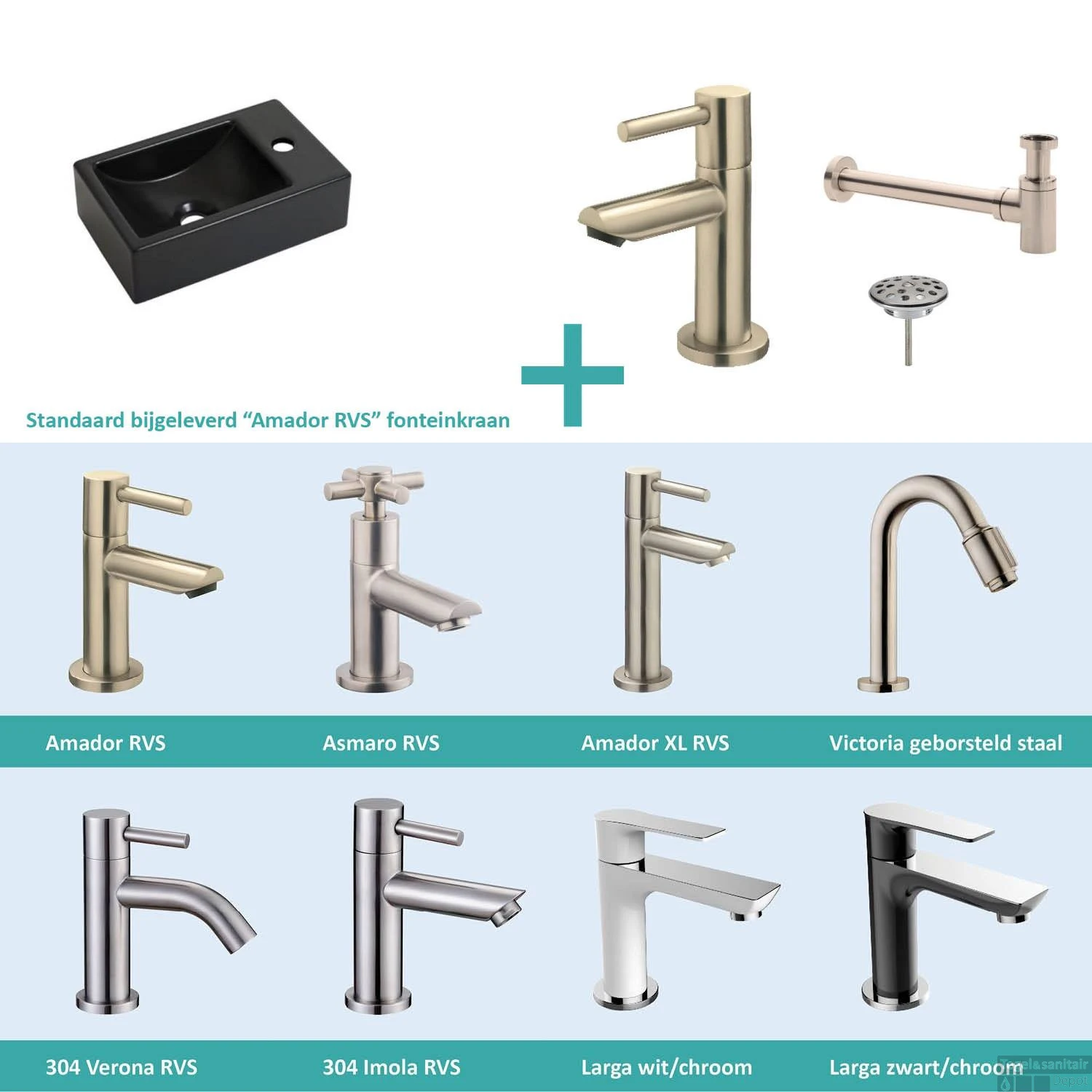 FonteinPack Houston Mat Zwart Keramiek Rechts 37x23 Cm RVS (Keuze Uit 8 Kranen) 3 FonteinPack Houston Mat Zwart Keramiek Rechts 37x23 Cm RVS (Keuze Uit 8 Kranen)