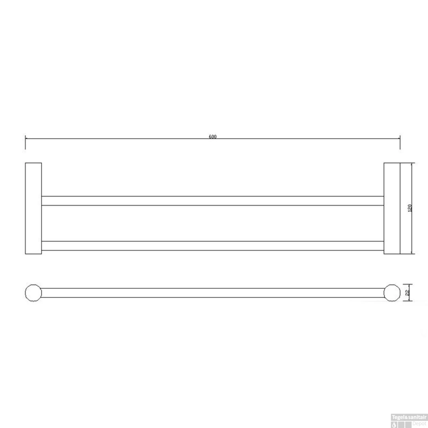 Ida Dubbele Handdoekrek 60cm Chroom 4 Ida Dubbele Handdoekrek 60cm Chroom - Afbeelding 2