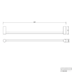 Ida Enkele Handdoekrek 60cm Chroom -Goedkope Stijl Baden Winkel ida enkele handdoekrek 60cm chroom lijntekening