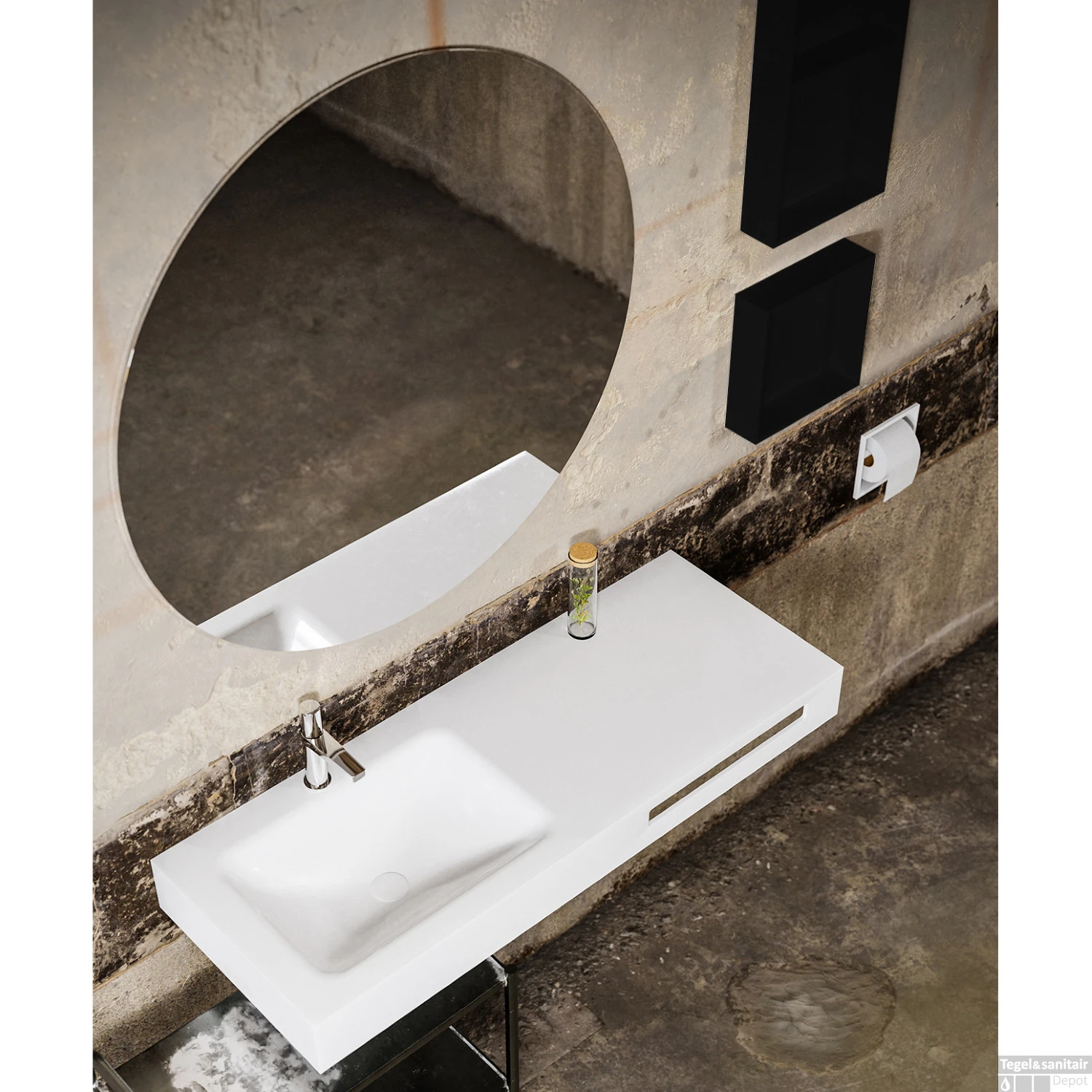 In Of Opbouwnis BWS 59.5x29.5x8 Cm Met 3 Schappen Mat Zwart - Afbeelding 3