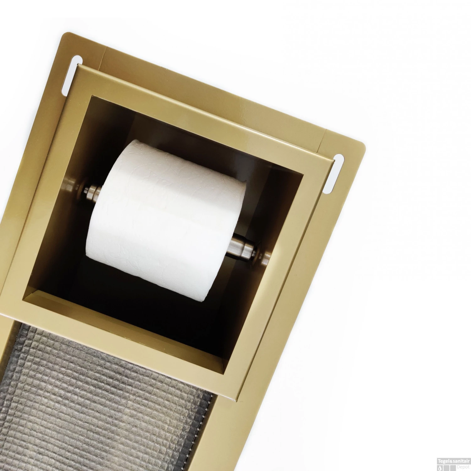 Inbouw Toiletrolhouder BWS Met Reserve Rolhouder RVS Goud 9 Inbouw Toiletrolhouder BWS Met Reserve Rolhouder RVS Goud - Afbeelding 7