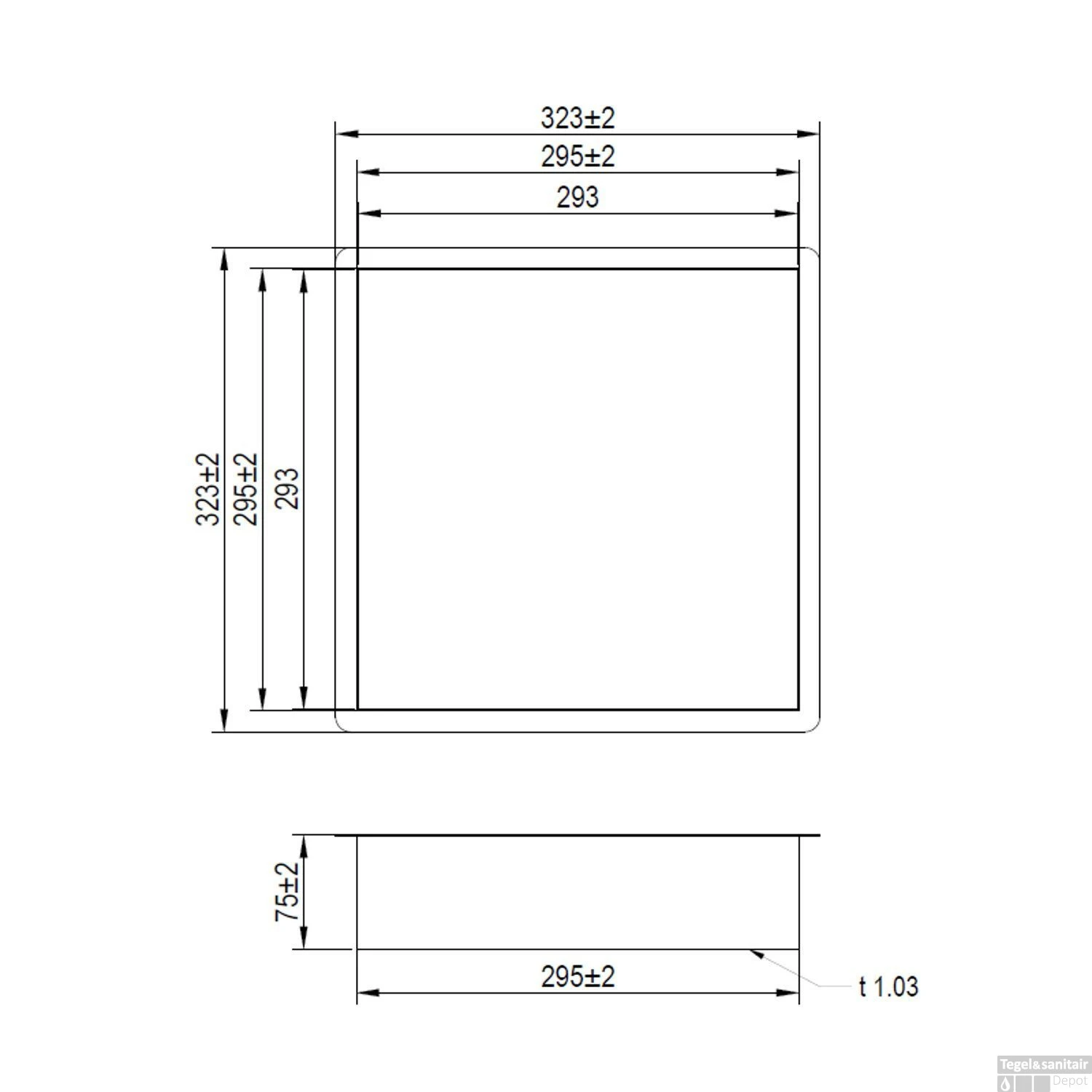 Inbouwnis Brauer Box Met Flens 30x30cm Geborsteld RVS 4 Inbouwnis Brauer Box Met Flens 30x30cm Geborsteld RVS - Afbeelding 2