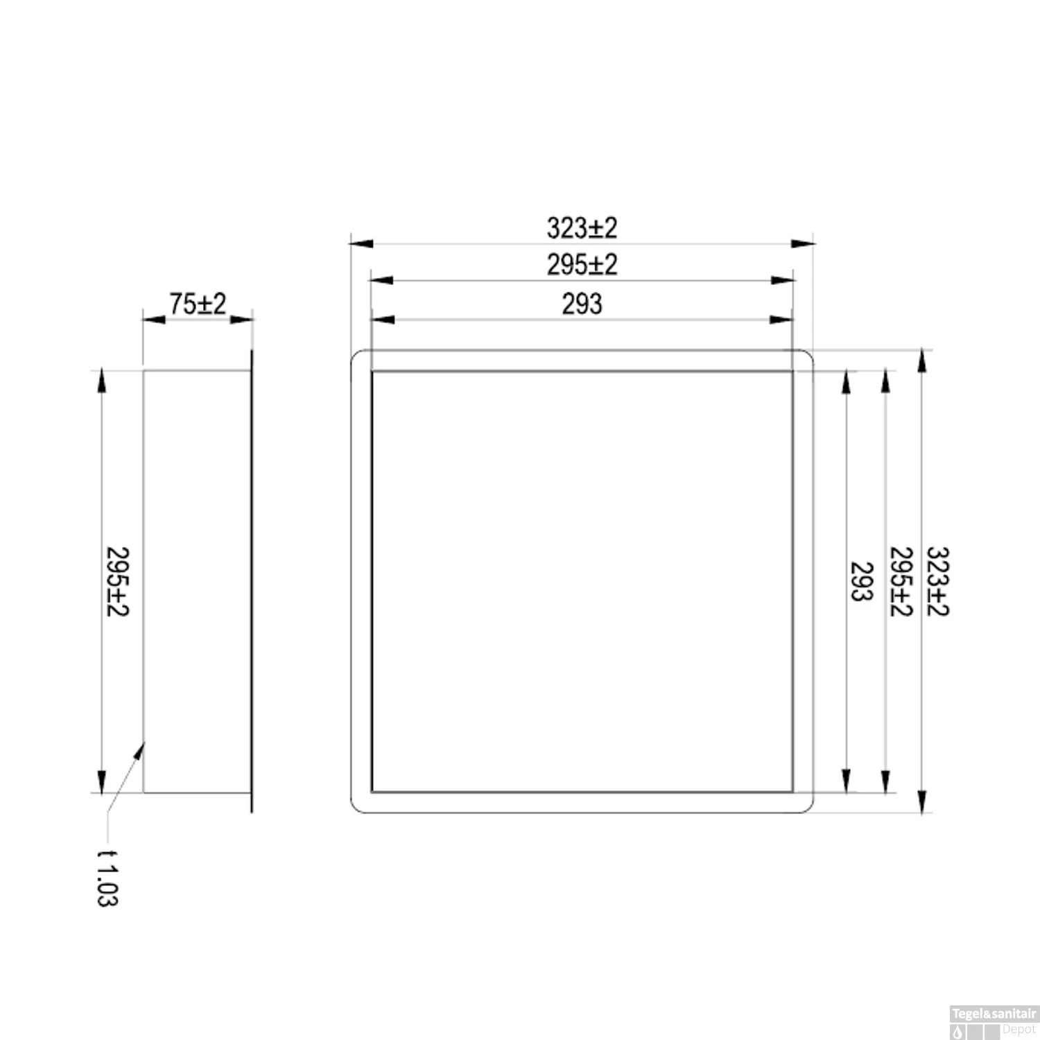 Inbouwnis Brauer Gold Edition 30x30 Cm Geborsteld Goud PVD 4 Inbouwnis Brauer Gold Edition 30x30 Cm Geborsteld Goud PVD - Afbeelding 2