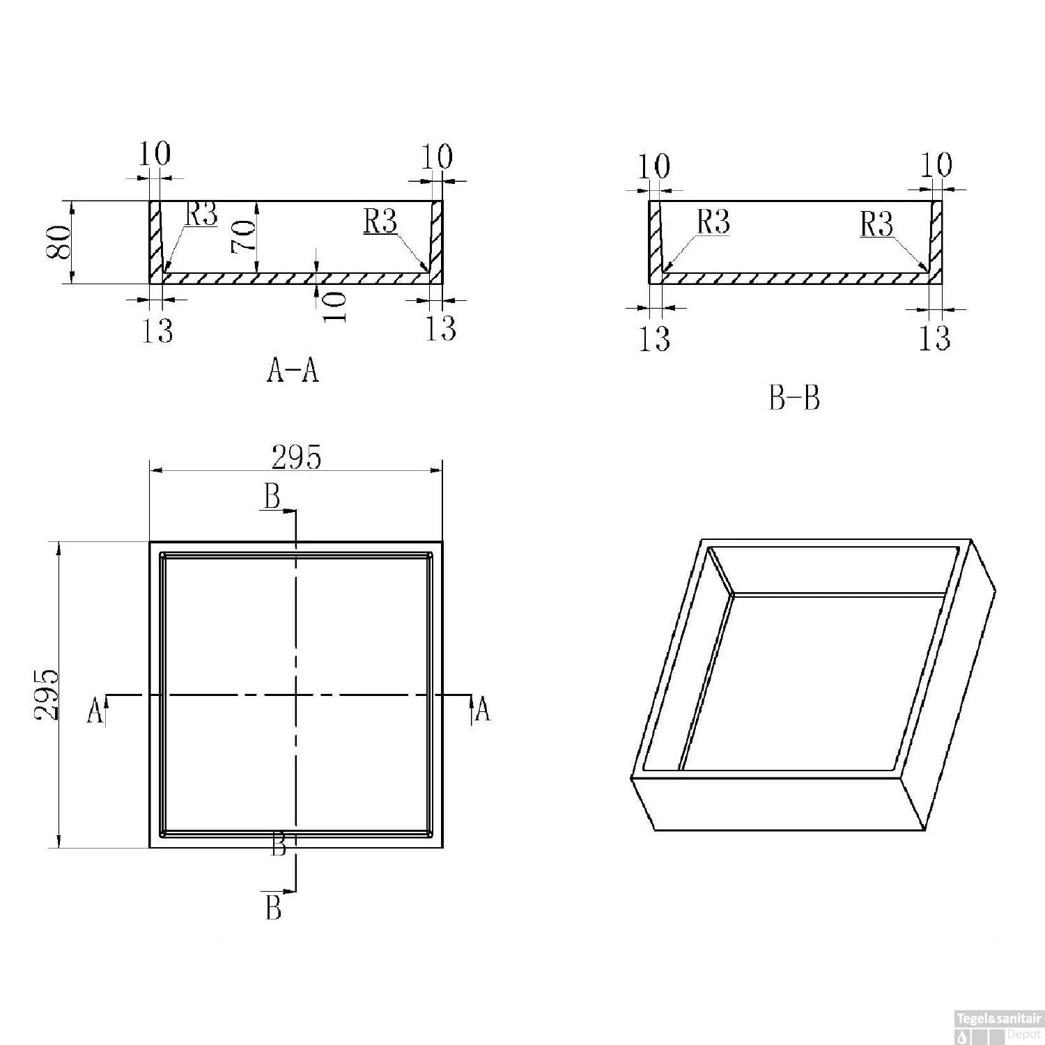 Inbouwnis Luca Sanitair 29.5x29.5x8 Cm Solid Surface Mat Wit 5 Inbouwnis Luca Sanitair 29.5x29.5x8 Cm Solid Surface Mat Wit - Afbeelding 3
