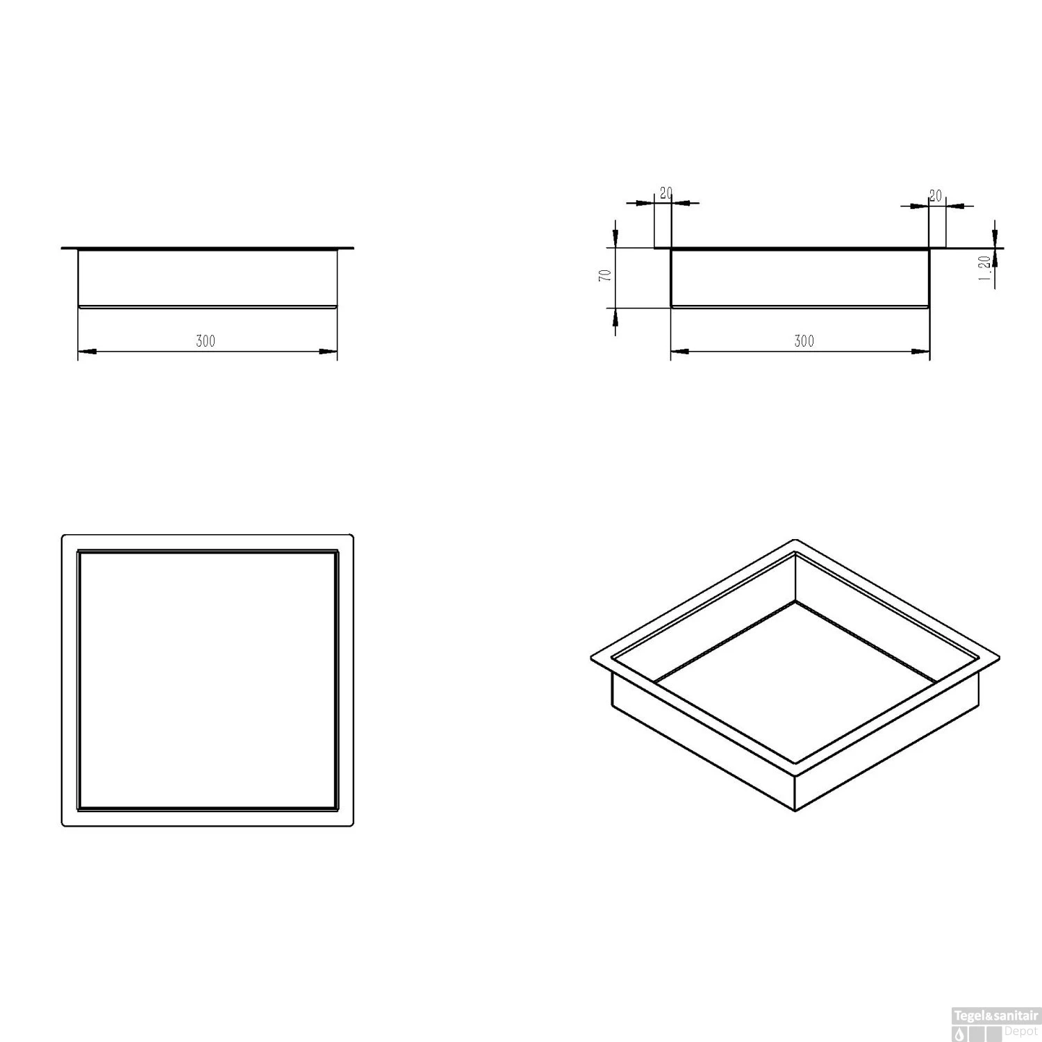 Wiesbaden Inbouwnis | Exellence | 30x30x7cm | RVS Mat Wit 7 Wiesbaden Inbouwnis | Exellence | 30x30x7cm | RVS Mat Wit - Afbeelding 5