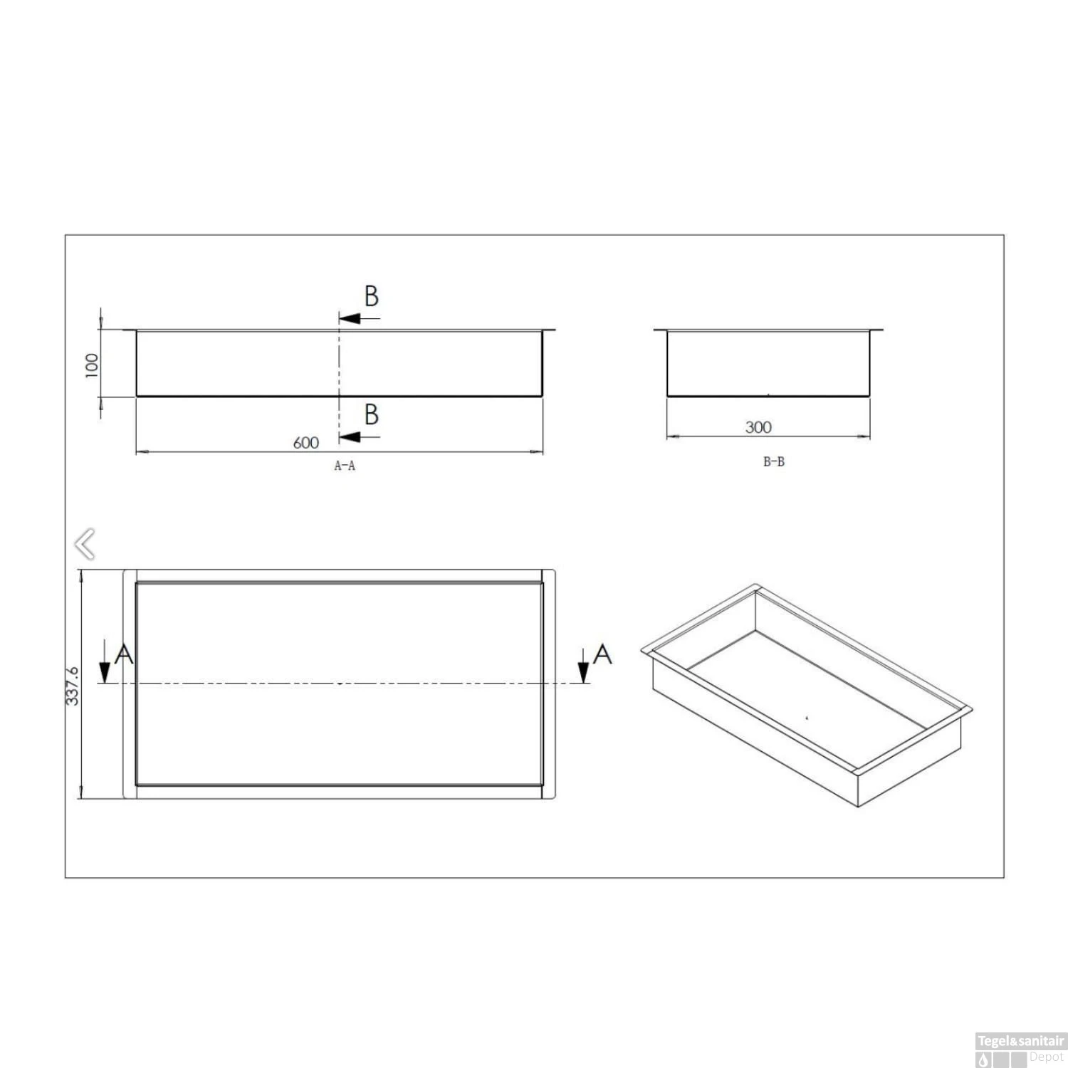 BWS Inbouwnis | 30x60x10cm | RVS Black Chrome 8 BWS Inbouwnis | 30x60x10cm | RVS Black Chrome - Afbeelding 6