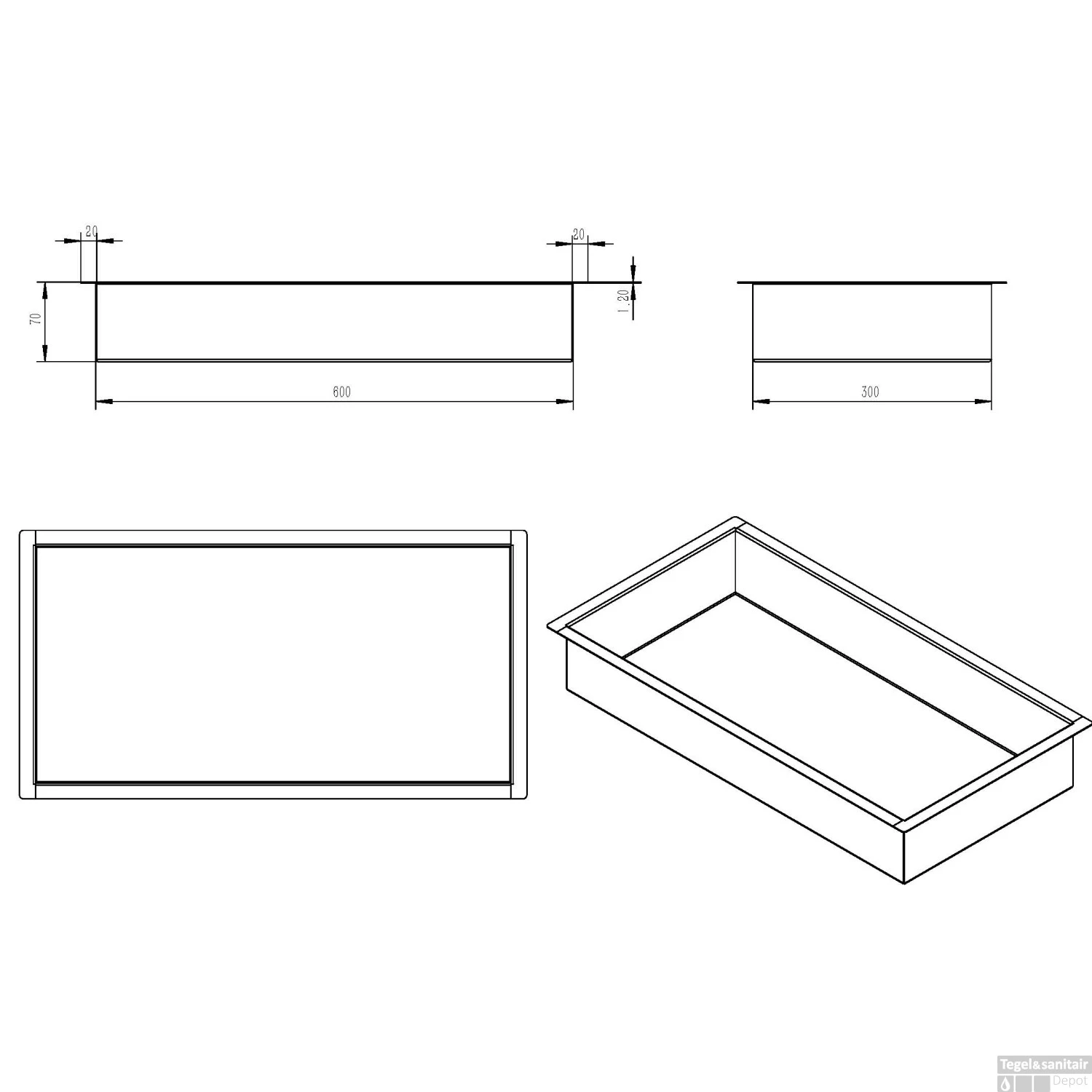 Wiesbaden Inbouwnis | Exellence | 30x60x7cm | Geborsteld Messing Goud 7 Wiesbaden Inbouwnis | Exellence | 30x60x7cm | Geborsteld Messing Goud - Afbeelding 5