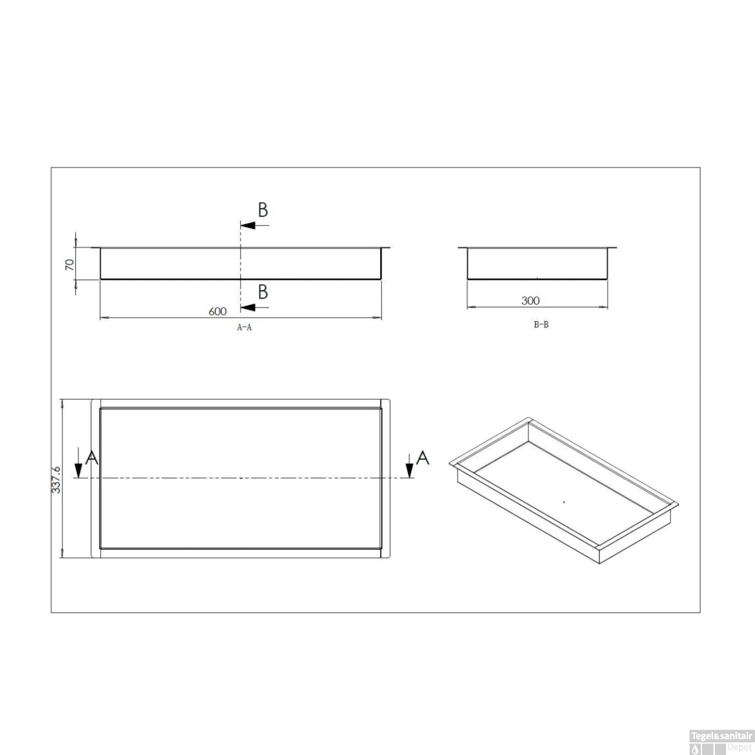 BWS Inbouwnis | 30x60x7cm | RVS Black Chrome 8 BWS Inbouwnis | 30x60x7cm | RVS Black Chrome - Afbeelding 6