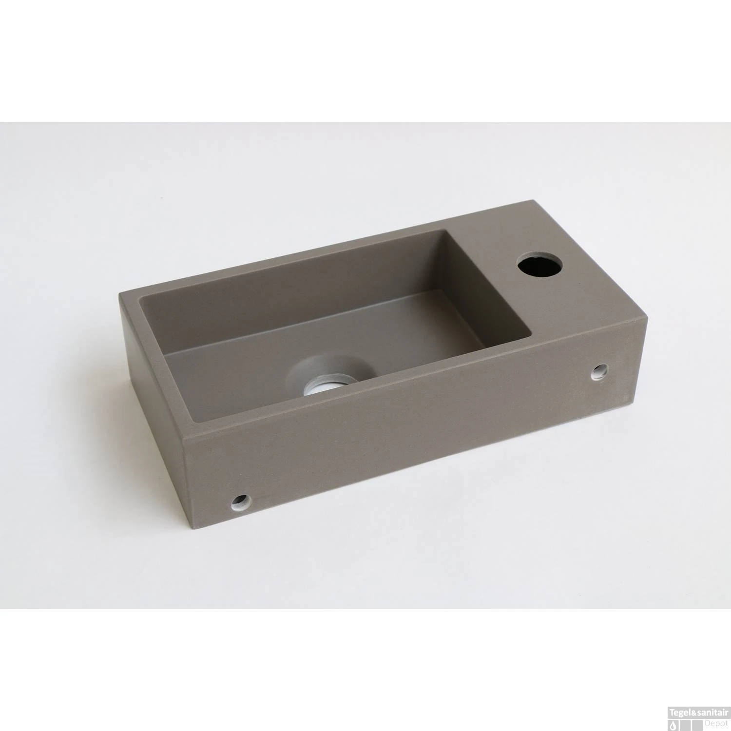 INK Versus Fontein Quartz Met Kraangat Links Beton 36x18x9cm 4 INK Versus Fontein Quartz Met Kraangat Links Beton 36x18x9cm - Afbeelding 2