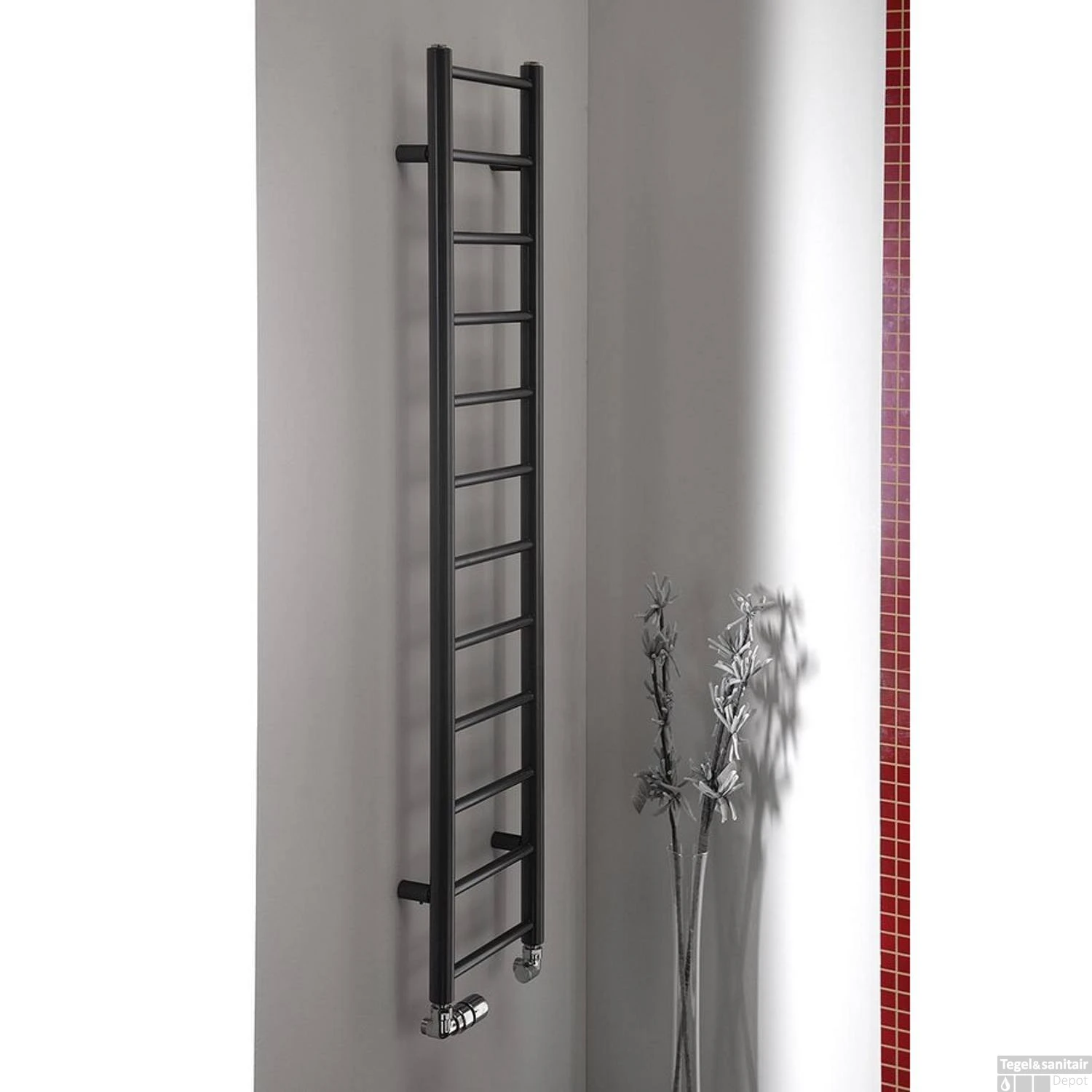 Handdoekradiator Sapho Dina Recht 30x138 Cm Antraciet 5 Handdoekradiator Sapho Dina Recht 30x138 Cm Antraciet - Afbeelding 3