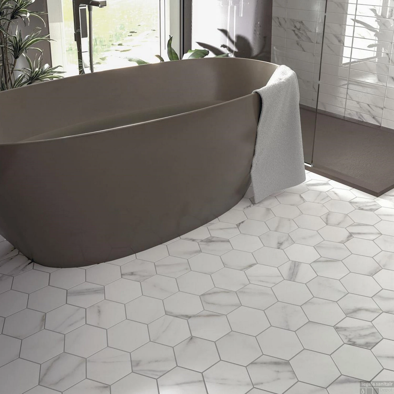 Vloertegel Cifre Ceramica Hexagon Ducale Marmerlook 15x17 Cm Mat Wit (doosinhoud 0.58m2) 4 Vloertegel Cifre Ceramica Hexagon Ducale Marmerlook 15x17 Cm Mat Wit (doosinhoud 0.58m2) - Afbeelding 2