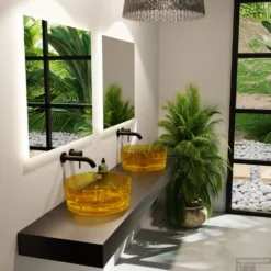 MONDIAZ JEWEL Waskom Transparant 40cm Kleur Gold -Goedkope Stijl Baden Winkel jewelcrystalgoldplurban00052 12507514471953