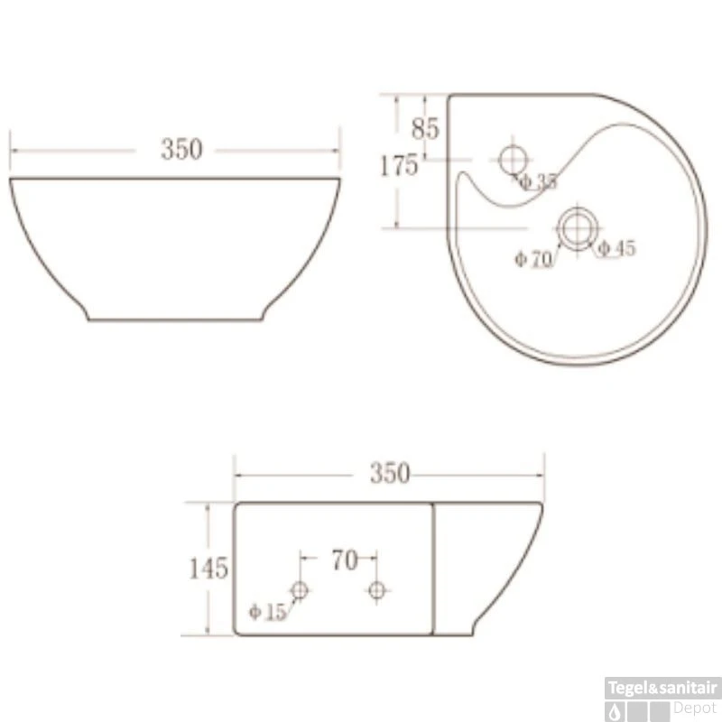 Fontein Porta 35x35cm Wit 5 Fontein Porta 35x35cm Wit - Afbeelding 3