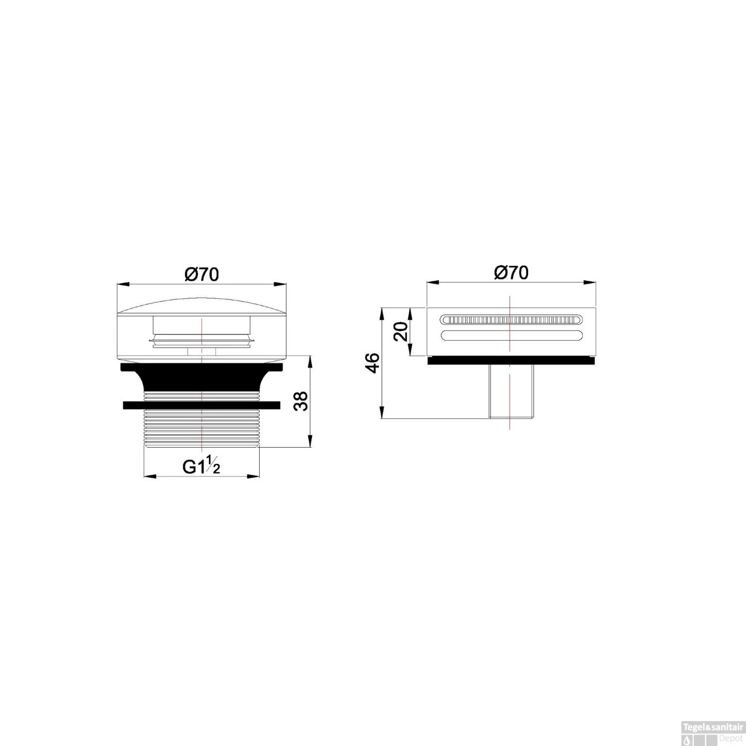 Knop/plug Badoverloop Wiesbaden Inclusief Badvulfunctie Rond Geborsteld Koper 4 Knop/plug Badoverloop Wiesbaden Inclusief Badvulfunctie Rond Geborsteld Koper - Afbeelding 2
