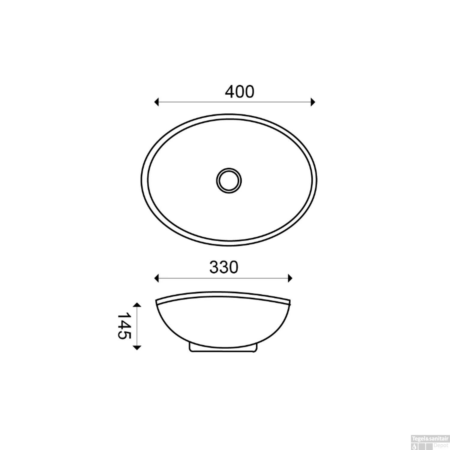 Waskomset BWS Ovaal 40x33x14.5 Cm Keramiek Mat Wit / RVS (inclusief Kraan, Afvoer En Sifon) 8 Waskomset BWS Ovaal 40x33x14.5 Cm Keramiek Mat Wit / RVS (inclusief Kraan, Afvoer En Sifon) - Afbeelding 6