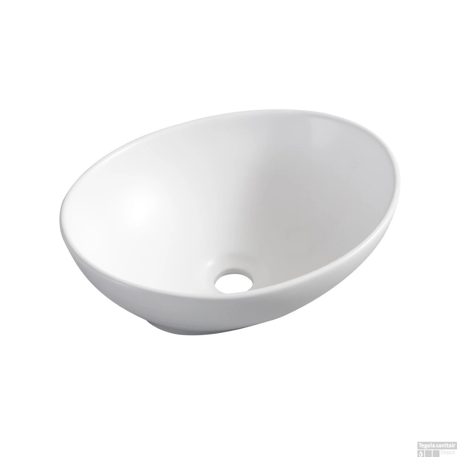 Waskomset BWS Ovaal 40x33x14.5 Cm Keramiek Mat Wit / RVS (inclusief Kraan, Afvoer En Sifon) 4 Waskomset BWS Ovaal 40x33x14.5 Cm Keramiek Mat Wit / RVS (inclusief Kraan, Afvoer En Sifon) - Afbeelding 2