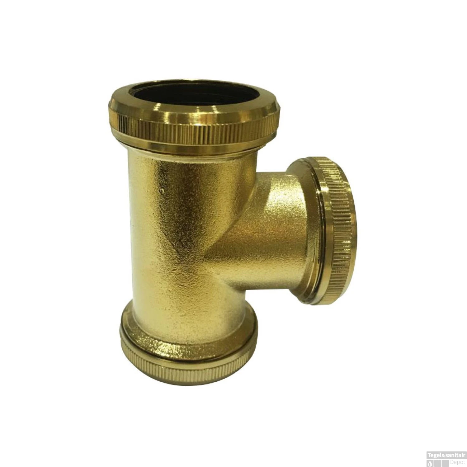 Koppel T Stuk Wiesbaden 32mm Tbv Vloerbuis Geborsteld Messing Goud 3 Koppel T Stuk Wiesbaden 32mm Tbv Vloerbuis Geborsteld Messing Goud