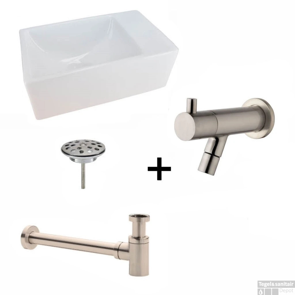 FonteinPack Inbouwkraan Rhea Keramiek 30.5x18x11 Cm RVS 3 FonteinPack Inbouwkraan Rhea Keramiek 30.5x18x11 Cm RVS
