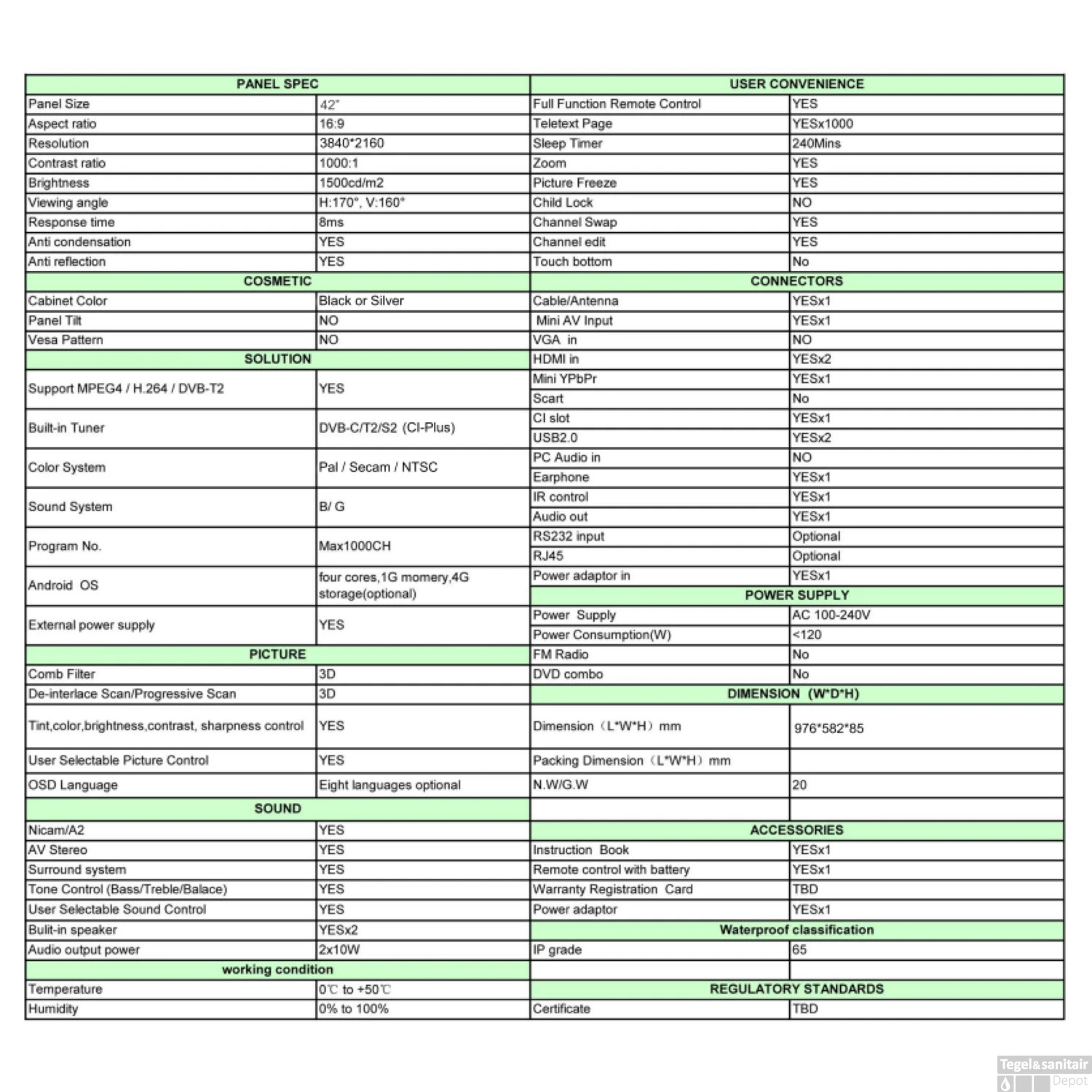 LED TV Aquasound Outdoor 42” IP65 Zilver 5 LED TV Aquasound Outdoor 42” IP65 Zilver - Afbeelding 3