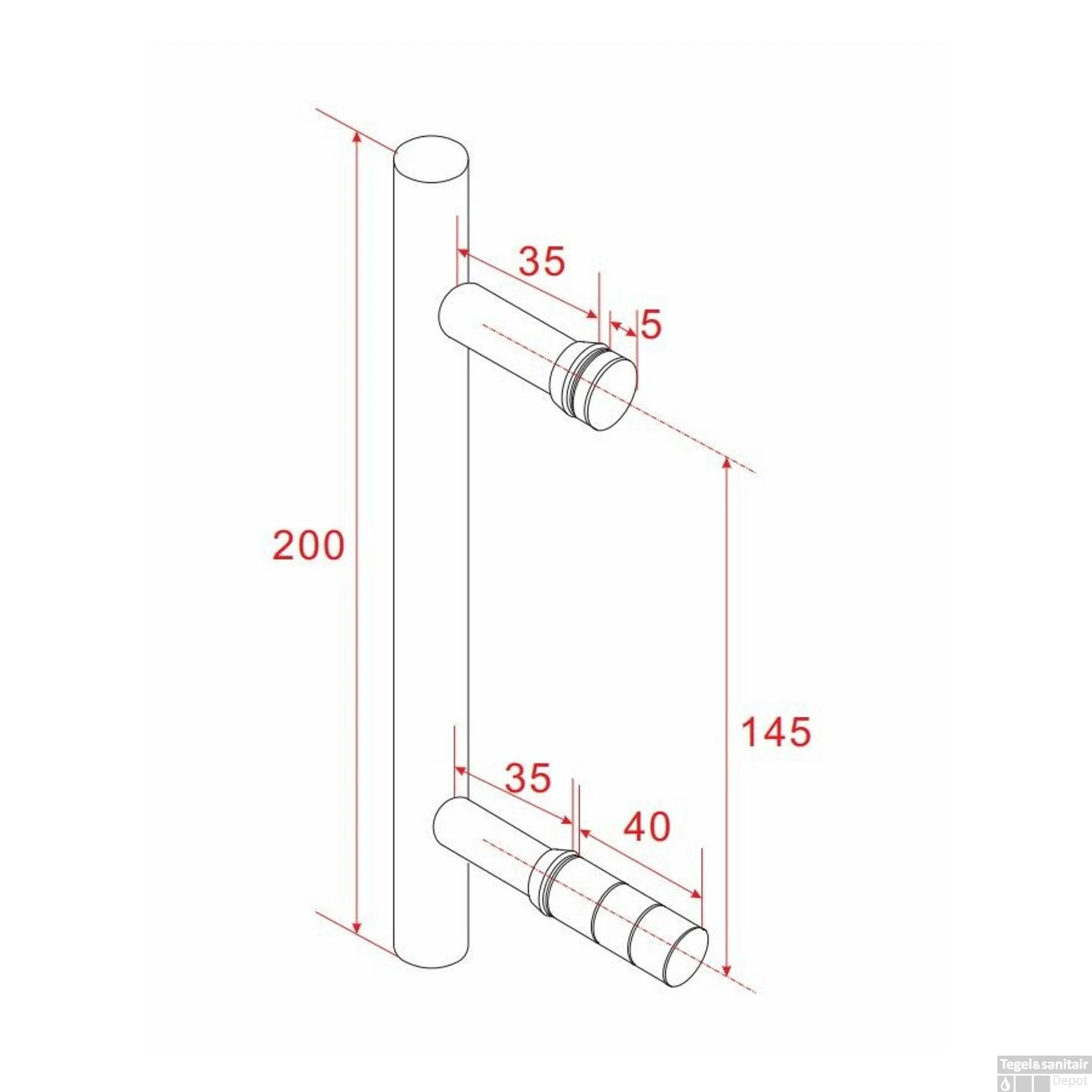 Losse Deurgreep Wiesbaden Type 1 Chroom - Afbeelding 2