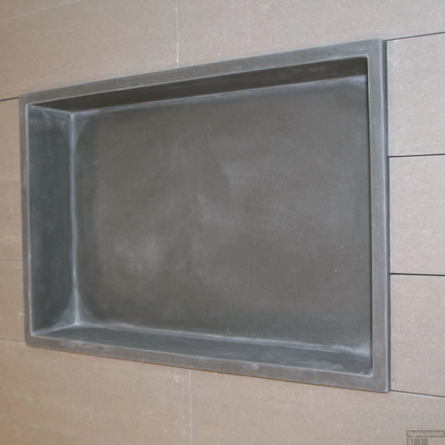 Inbouwnis Luca Sanitair 44.5x29.5x8 Cm Polystone Rechthoek Antraciet 4 Inbouwnis Luca Sanitair 44.5x29.5x8 Cm Polystone Rechthoek Antraciet - Afbeelding 2