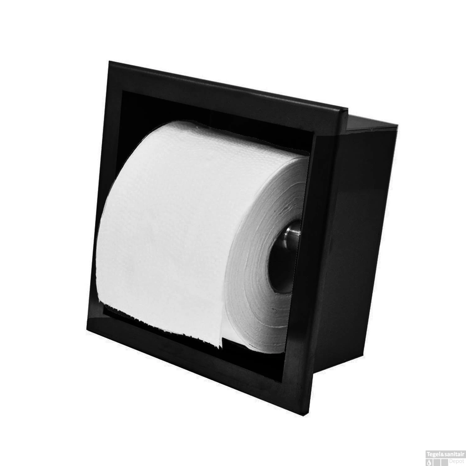 Inbouw Toiletrolhouder Wiesbaden RVS Mat Zwart (zonder Klep) 3 Inbouw Toiletrolhouder Wiesbaden RVS Mat Zwart (zonder Klep)