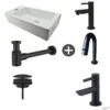 Fonteinpack Rhea Links Keramiek 36x18x9 Cm Mat Zwart (Keuze Uit 4 Kranen) 1 Fonteinpack Rhea Links Keramiek 36x18x9 Cm Mat Zwart (Keuze Uit 4 Kranen) -Goedkope Stijl Baden Winkel mini rhea links fontein 32.3496 set 1