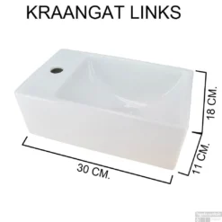 Fontein Rhea Mini XXS 30,5x18x11cm Wit (kraangat Links) -Goedkope Stijl Baden Winkel mini xxs keramische fontein rhea wit kraangat links 30 x 18 cm afmetingen