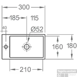 Fontein Rhea Mini XXS 30,5x18x11cm Wit (kraangat Links) -Goedkope Stijl Baden Winkel mini xxs keramische fontein rhea wit kraangat links 30 x 18 cm lijntekening