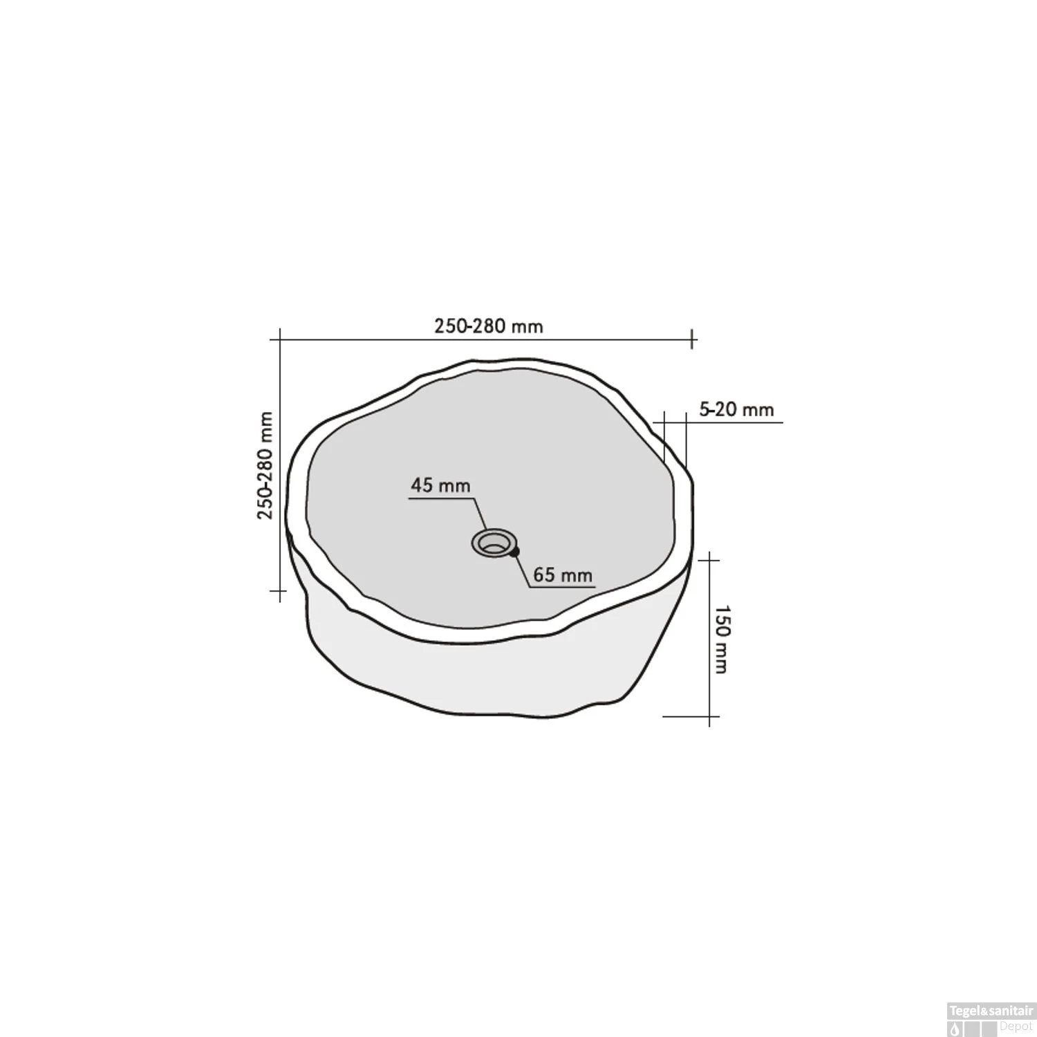 Waskom Imso Lavabo Mini Riviersteen 25/28x15 Cm 5 Waskom Imso Lavabo Mini Riviersteen 25/28x15 Cm - Afbeelding 3