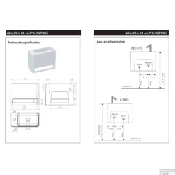 INK Fontein Hangar Polystone Zonder Kraangat Links Glans Wit 40x22x30 Cm -Goedkope Stijl Baden Winkel montagehandleiding hangar 1