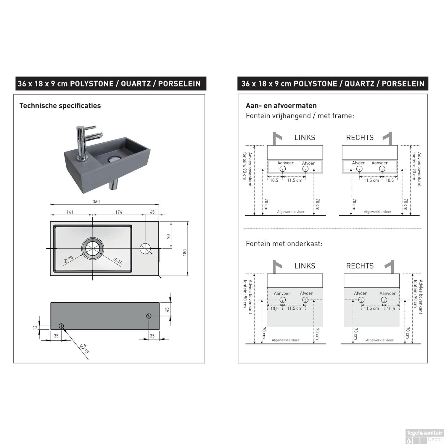 INK Versus Fontein Quartz Met Kraangat Links Beton 36x18x9cm 9 INK Versus Fontein Quartz Met Kraangat Links Beton 36x18x9cm - Afbeelding 7