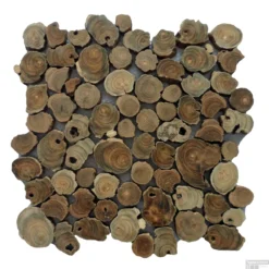 Mozaiek Hout Coin Root Old Teak 30x30 Cm (prijs Per M2)
