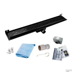 Mat Zwarte RVS Douchegoot Muurflens Met Uitneembaar Sifon Mat Zwart (alle Maten) -Goedkope Stijl Baden Winkel muur design rooster mat zwart shop 5