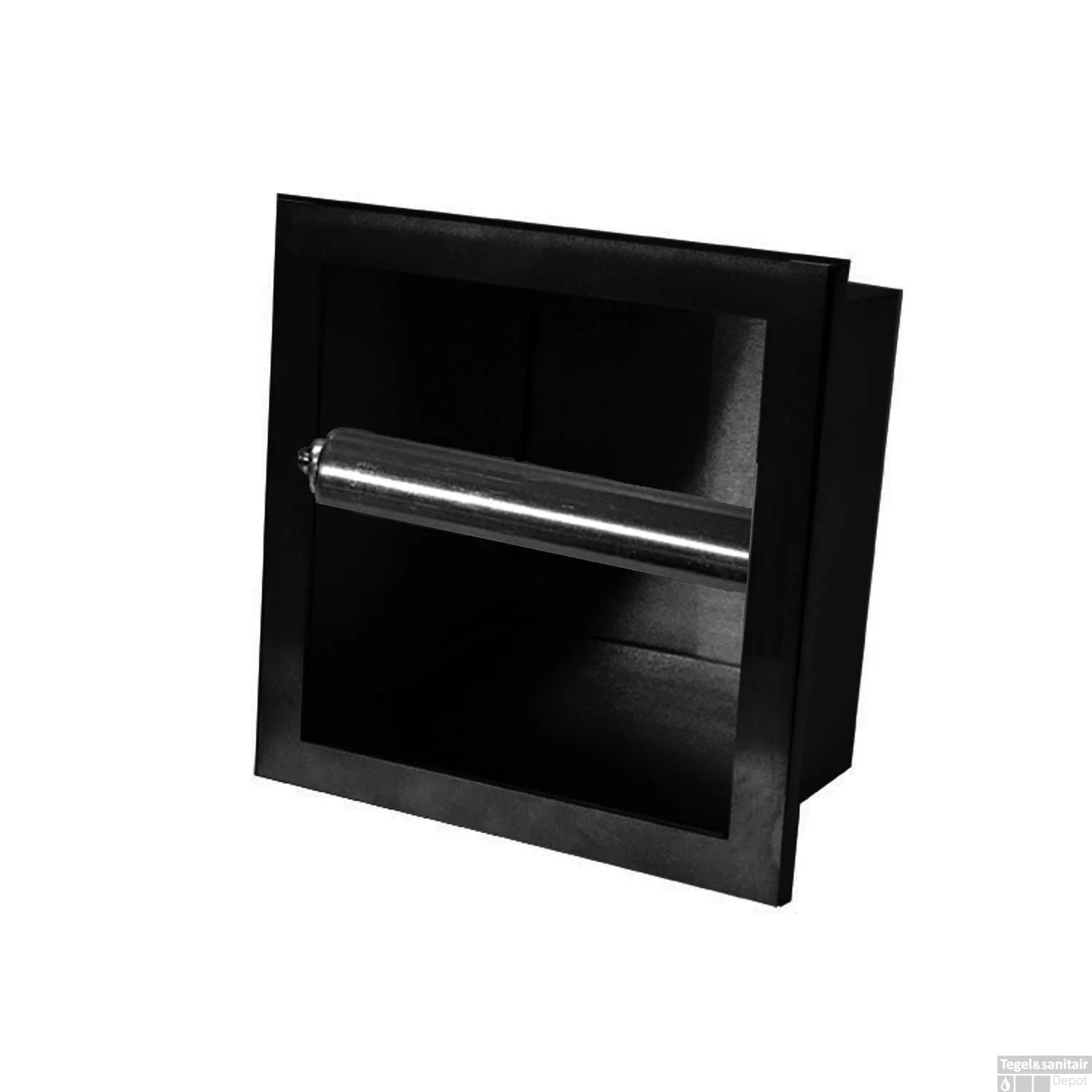 Inbouw Toiletrolhouder Wiesbaden RVS Mat Zwart (zonder Klep) 4 Inbouw Toiletrolhouder Wiesbaden RVS Mat Zwart (zonder Klep) - Afbeelding 2