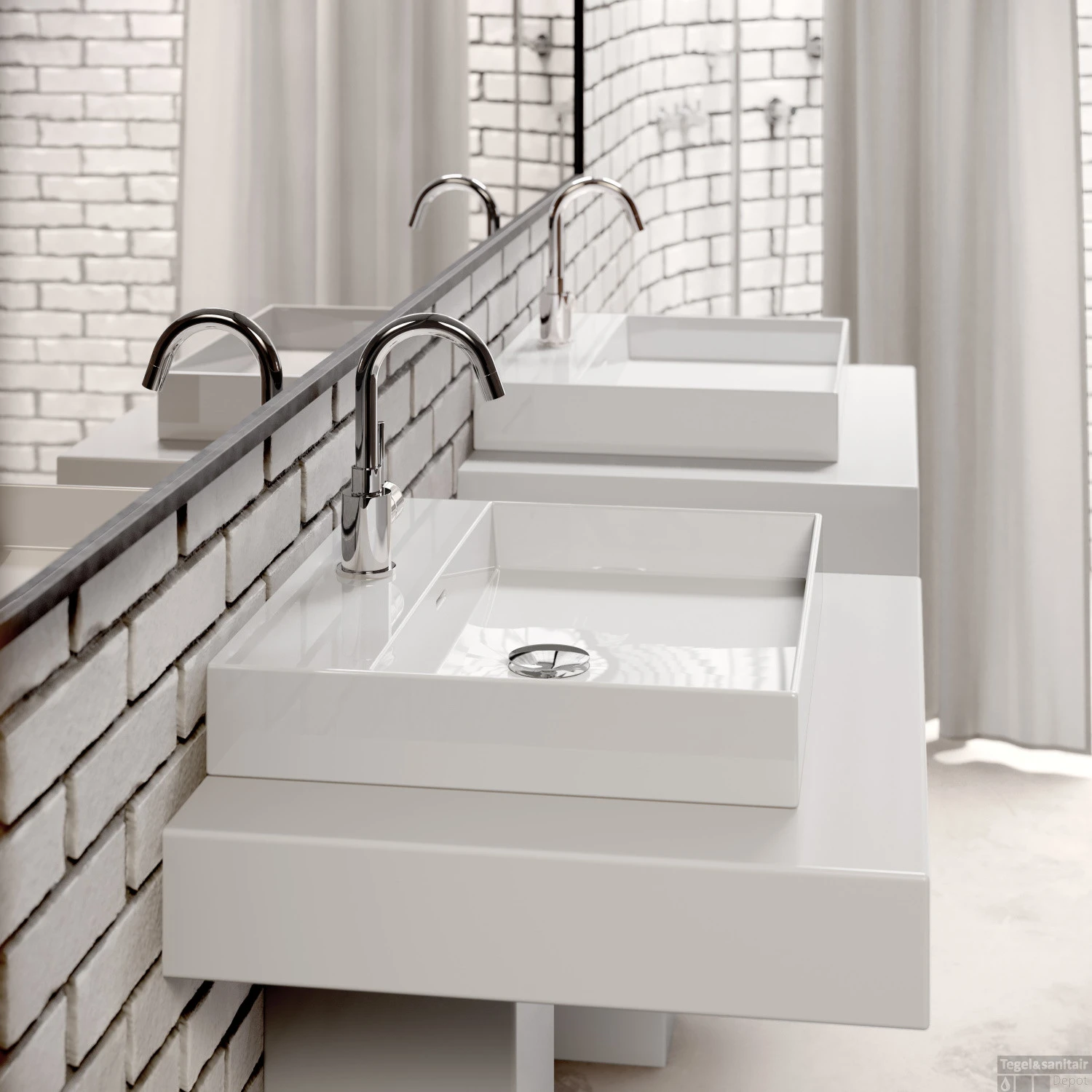 Clou New Wash Me Wastafel 70x42x8cm Met 3 Voorbewerkte Kraangaten Glanzend Wit Keramiek 8 Clou New Wash Me Wastafel 70x42x8cm Met 3 Voorbewerkte Kraangaten Glanzend Wit Keramiek - Afbeelding 6