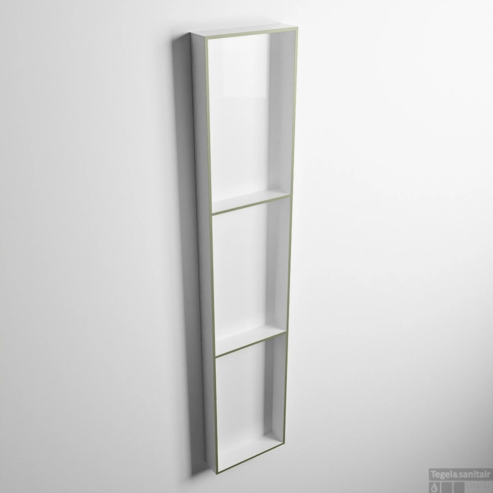 MONDIAZ EASY Nis 149,5x29,5cm In Solid Surface Kleur Army | Talc. 3 Vakken Geschikt Voor In- Of Opbouw 3 MONDIAZ EASY Nis 149,5x29,5cm In Solid Surface Kleur Army | Talc. 3 Vakken Geschikt Voor In- Of Opbouw