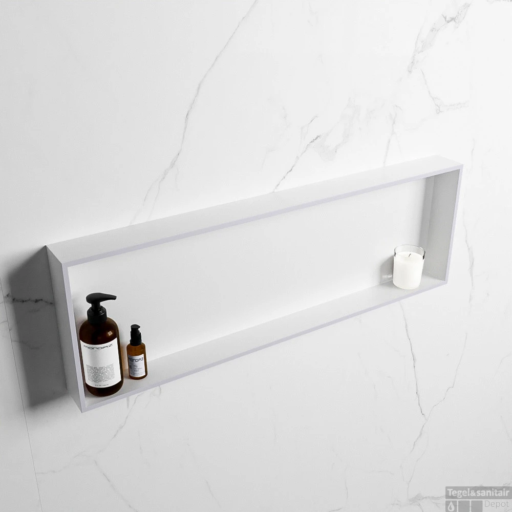 MONDIAZ EASY Nis 89,5x29,5cm In Solid Surface Kleur Cale | Talc. 1 Vak Geschikt Voor In- Of Opbouw 4 MONDIAZ EASY Nis 89,5x29,5cm In Solid Surface Kleur Cale | Talc. 1 Vak Geschikt Voor In- Of Opbouw - Afbeelding 2