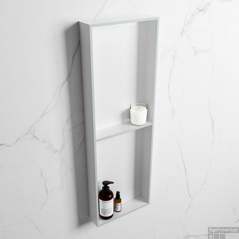 MONDIAZ EASY Nis 149,5x29,5cm In Solid Surface Kleur Clay | Talc. 2 Vakken Geschikt Voor In- Of Opbouw 4 MONDIAZ EASY Nis 149,5x29,5cm In Solid Surface Kleur Clay | Talc. 2 Vakken Geschikt Voor In- Of Opbouw - Afbeelding 2