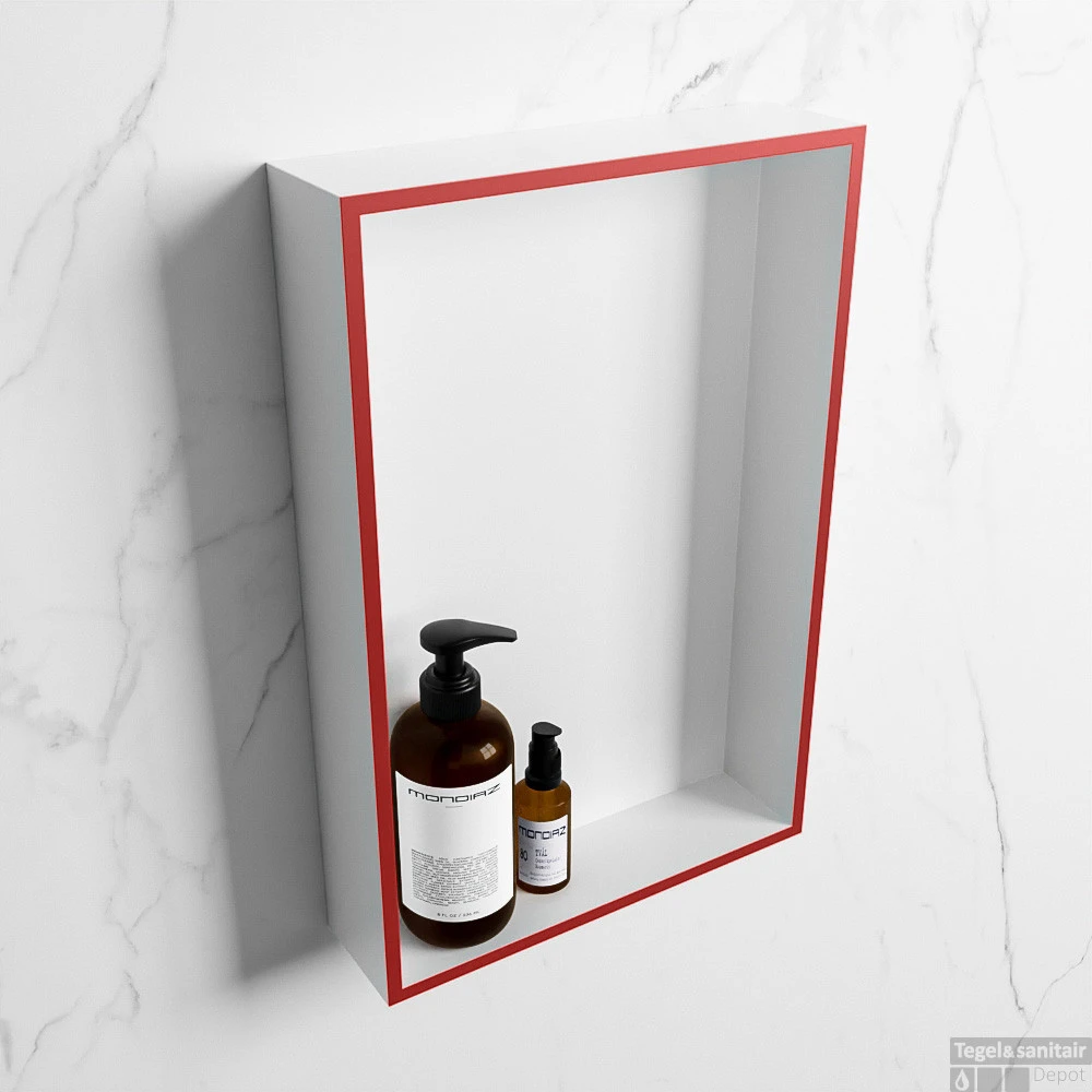 MONDIAZ EASY Nis 44,5x29,5cm In Solid Surface Kleur Fire | Talc. 1 Vak Geschikt Voor In- Of Opbouw 4 MONDIAZ EASY Nis 44,5x29,5cm In Solid Surface Kleur Fire | Talc. 1 Vak Geschikt Voor In- Of Opbouw - Afbeelding 2