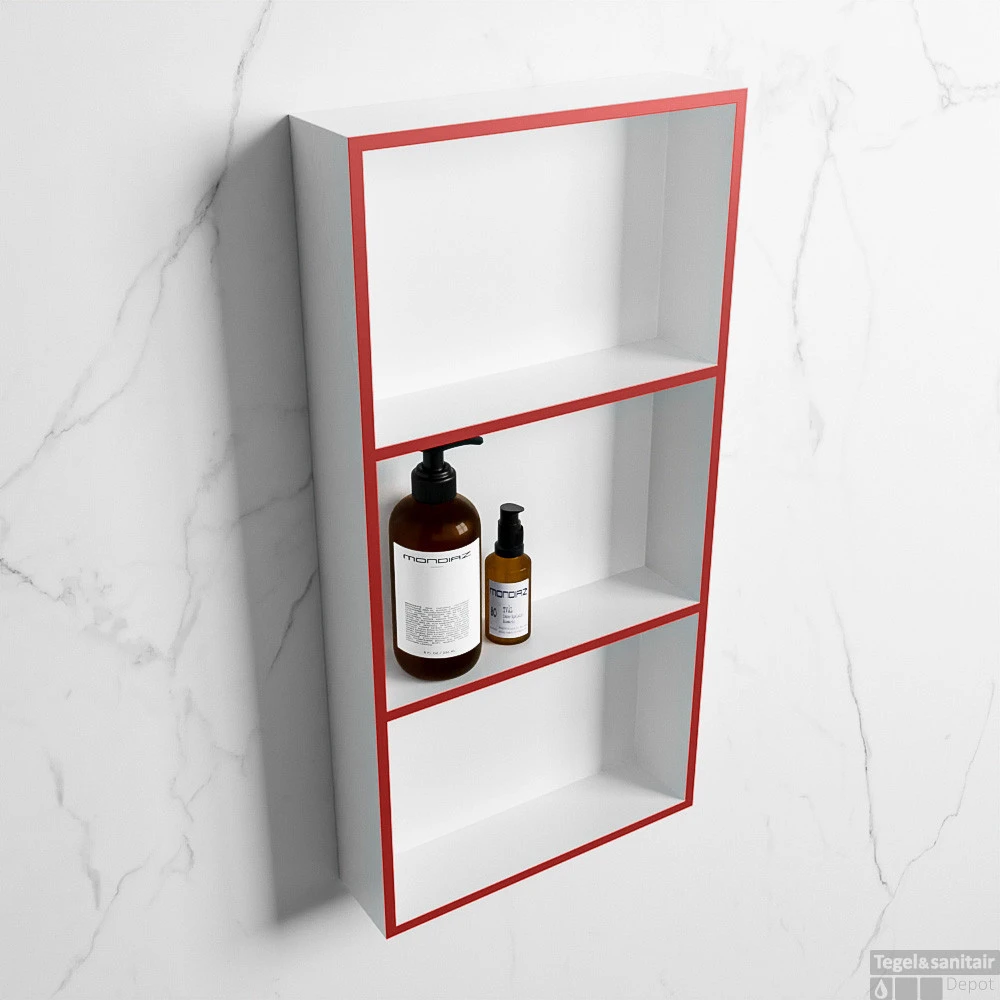 MONDIAZ EASY Nis 59,5x29,5cm In Solid Surface Kleur Fire | Talc. 3 Vakken Geschikt Voor In- Of Opbouw 4 MONDIAZ EASY Nis 59,5x29,5cm In Solid Surface Kleur Fire | Talc. 3 Vakken Geschikt Voor In- Of Opbouw - Afbeelding 2