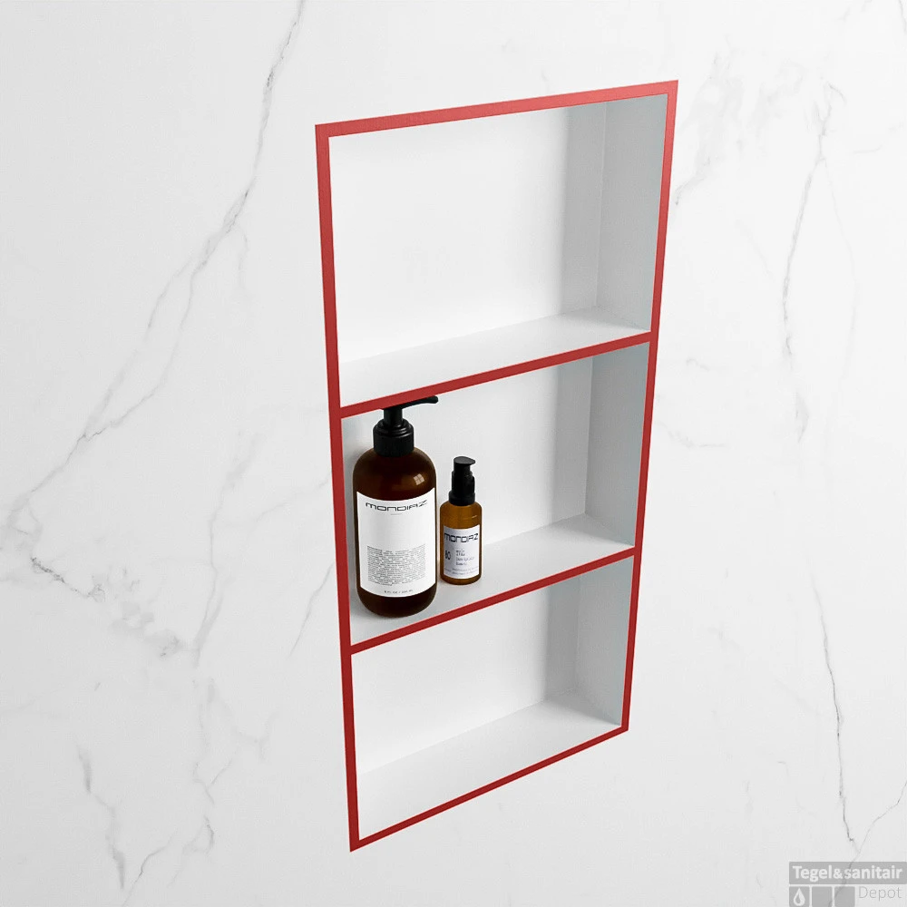 MONDIAZ EASY Nis 59,5x29,5cm In Solid Surface Kleur Fire | Talc. 3 Vakken Geschikt Voor In- Of Opbouw 5 MONDIAZ EASY Nis 59,5x29,5cm In Solid Surface Kleur Fire | Talc. 3 Vakken Geschikt Voor In- Of Opbouw - Afbeelding 3