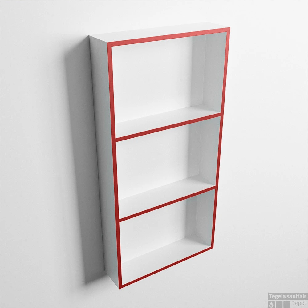 MONDIAZ EASY Nis 59,5x29,5cm In Solid Surface Kleur Fire | Talc. 3 Vakken Geschikt Voor In- Of Opbouw 3 MONDIAZ EASY Nis 59,5x29,5cm In Solid Surface Kleur Fire | Talc. 3 Vakken Geschikt Voor In- Of Opbouw