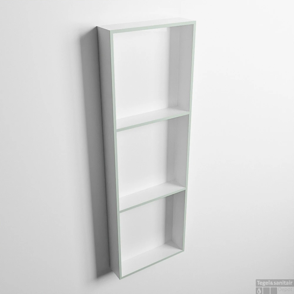 MONDIAZ EASY Nis 89,5x29,5cm In Solid Surface Kleur Greey | Talc. 3 Vakken Geschikt Voor In- Of Opbouw 3 MONDIAZ EASY Nis 89,5x29,5cm In Solid Surface Kleur Greey | Talc. 3 Vakken Geschikt Voor In- Of Opbouw