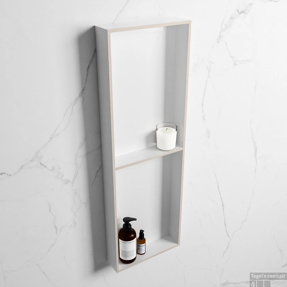 MONDIAZ EASY Nis 149,5x29,5cm In Solid Surface Kleur Linen | Talc. 2 Vakken Geschikt Voor In- Of Opbouw 4 MONDIAZ EASY Nis 149,5x29,5cm In Solid Surface Kleur Linen | Talc. 2 Vakken Geschikt Voor In- Of Opbouw - Afbeelding 2