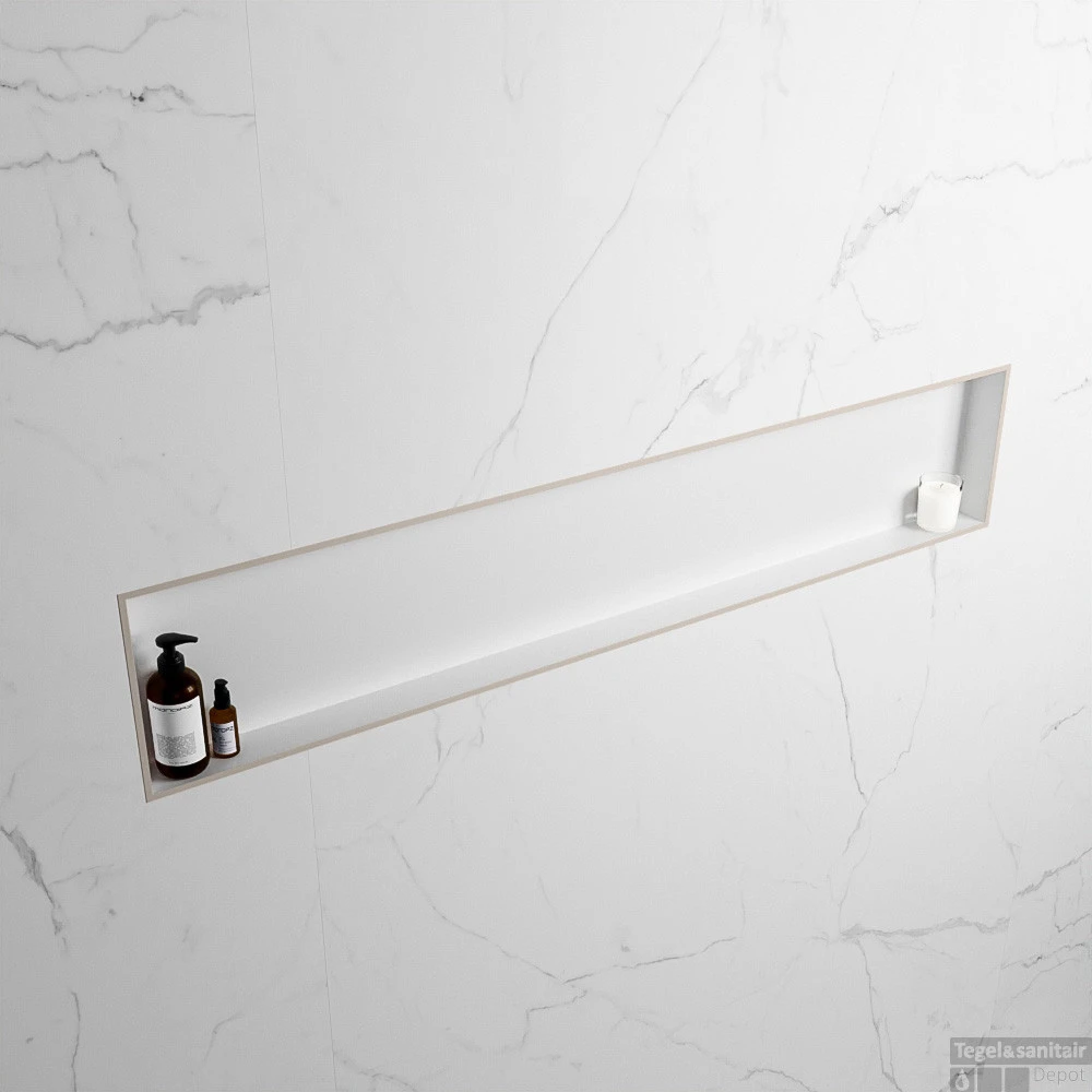 MONDIAZ EASY Nis 149,5x29,5cm In Solid Surface Kleur Linen | Talc. 1 Vak Geschikt Voor In- Of Opbouw 5 MONDIAZ EASY Nis 149,5x29,5cm In Solid Surface Kleur Linen | Talc. 1 Vak Geschikt Voor In- Of Opbouw - Afbeelding 3