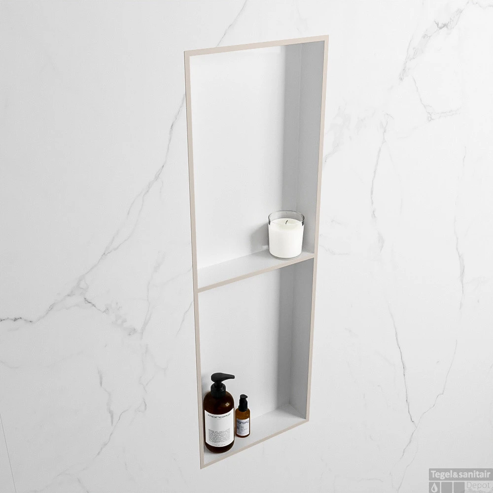 MONDIAZ EASY Nis 149,5x29,5cm In Solid Surface Kleur Linen | Talc. 2 Vakken Geschikt Voor In- Of Opbouw 5 MONDIAZ EASY Nis 149,5x29,5cm In Solid Surface Kleur Linen | Talc. 2 Vakken Geschikt Voor In- Of Opbouw - Afbeelding 3