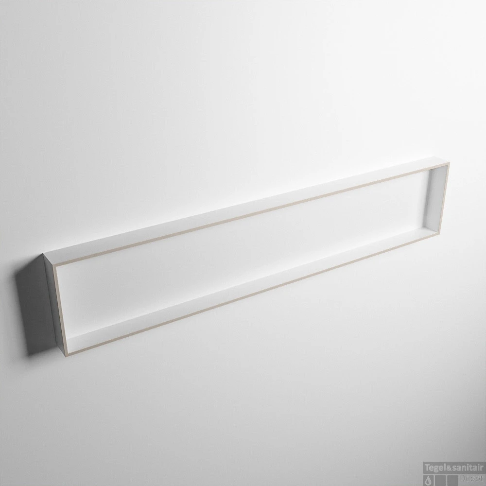 MONDIAZ EASY Nis 149,5x29,5cm In Solid Surface Kleur Linen | Talc. 1 Vak Geschikt Voor In- Of Opbouw 3 MONDIAZ EASY Nis 149,5x29,5cm In Solid Surface Kleur Linen | Talc. 1 Vak Geschikt Voor In- Of Opbouw