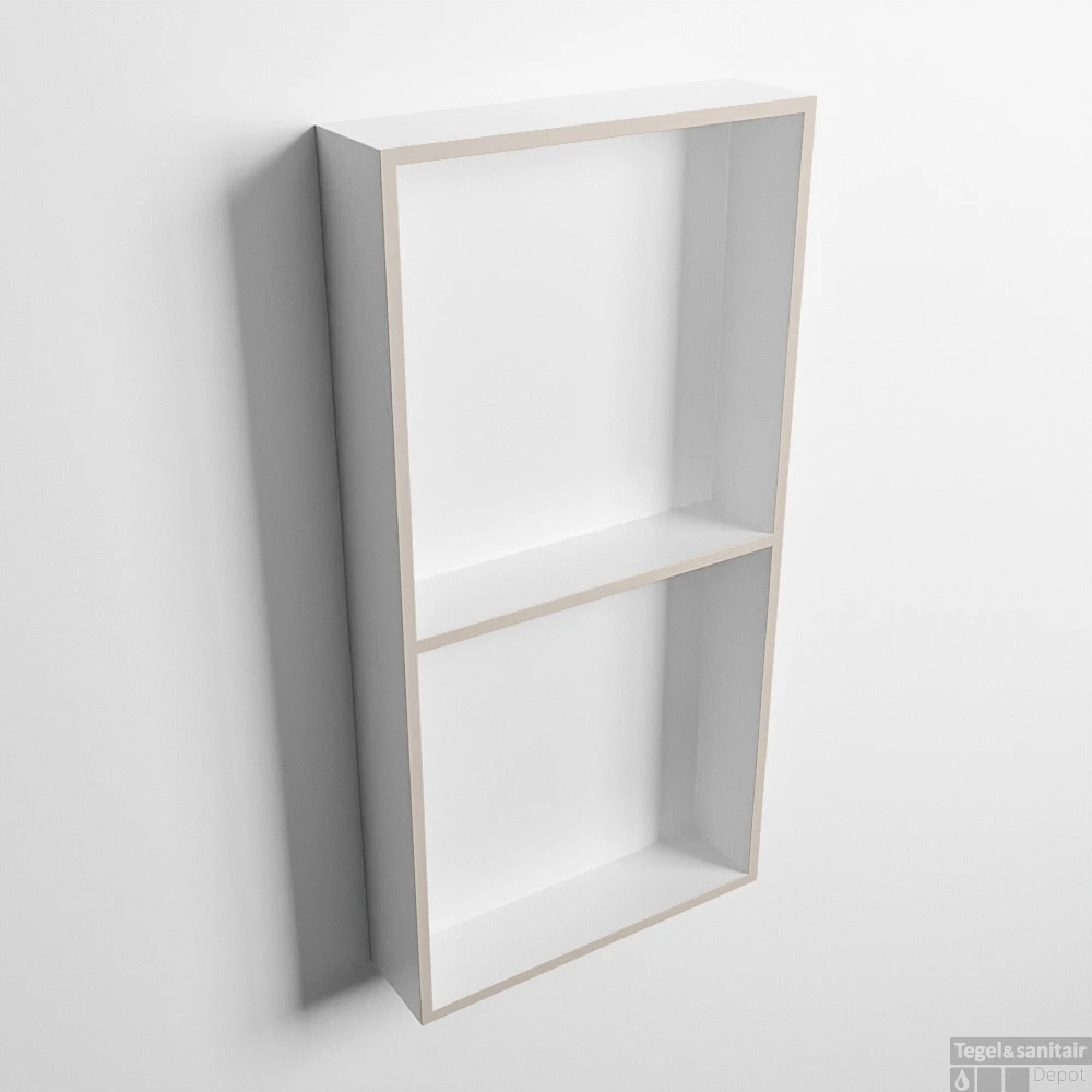 MONDIAZ EASY Nis 59,5x29,5cm In Solid Surface Kleur Linen | Talc. 2 Vakken Geschikt Voor In- Of Opbouw 3 MONDIAZ EASY Nis 59,5x29,5cm In Solid Surface Kleur Linen | Talc. 2 Vakken Geschikt Voor In- Of Opbouw
